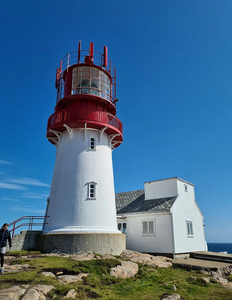 The red and white Lindesnes lighthouse
