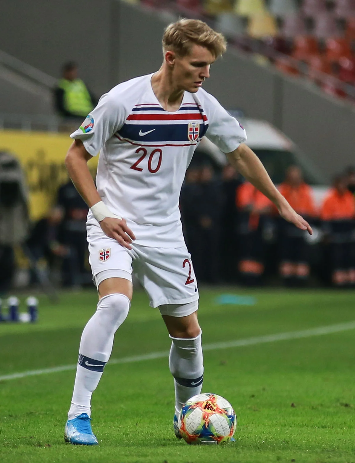Martin Ødegaard playing for the Norwegian national team in 2019
