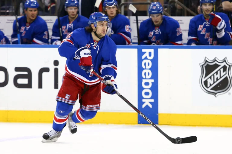 Mats Zuccarello playing for the New York Rangers