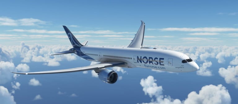 A Norse Atlantic Airways Boeing Dreamliner aircraft