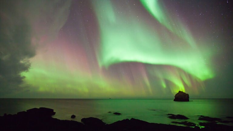 A northern lights display in Northern Norway