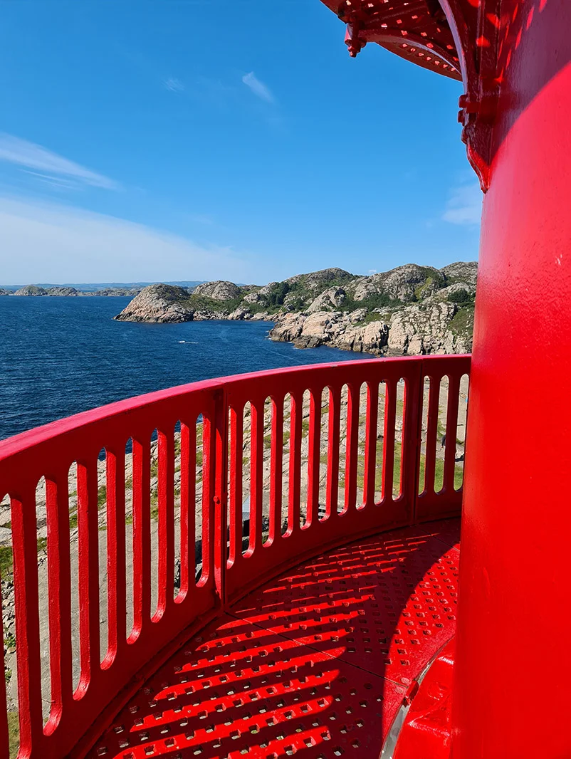Red walkway at the top of Lindesnes lighthouse
