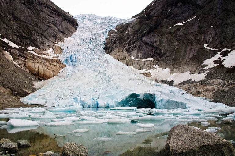 Briksdalsbreen glacier in Norway.