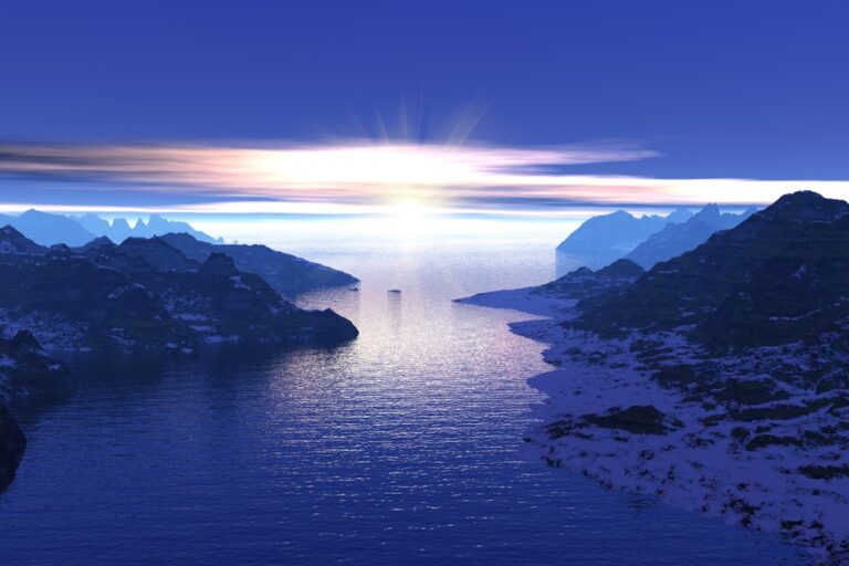 Purple sunrise in Norway's fjords