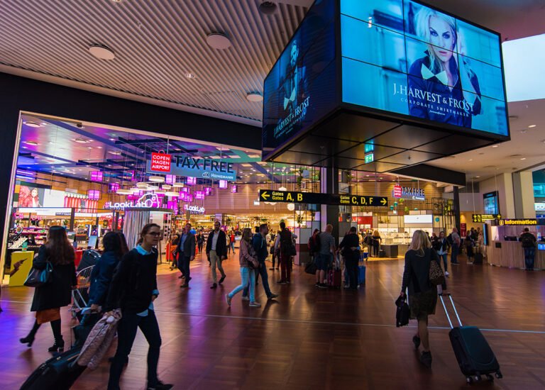 Inside the terminal at Copenhagen Airport, Denmark.