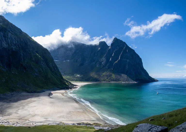 Kvalvika beach in Lofoten, Norway.