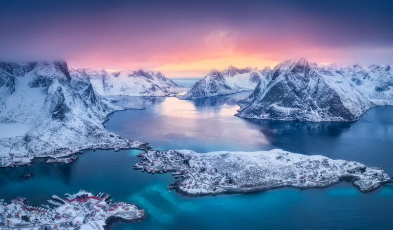 Winter view of Reine in Lofoten