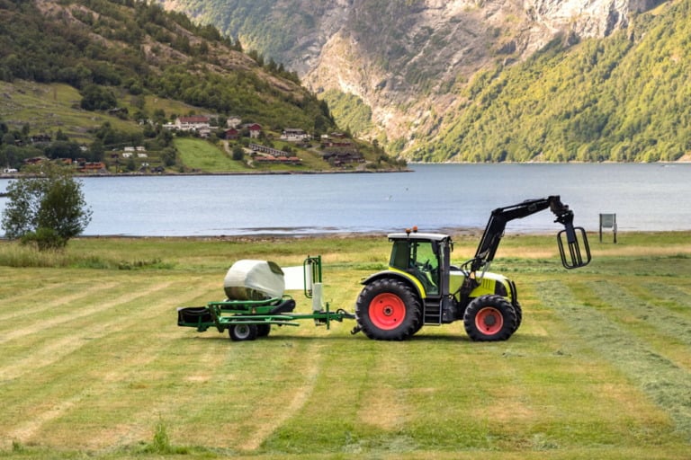 Norway tractor by a fjord