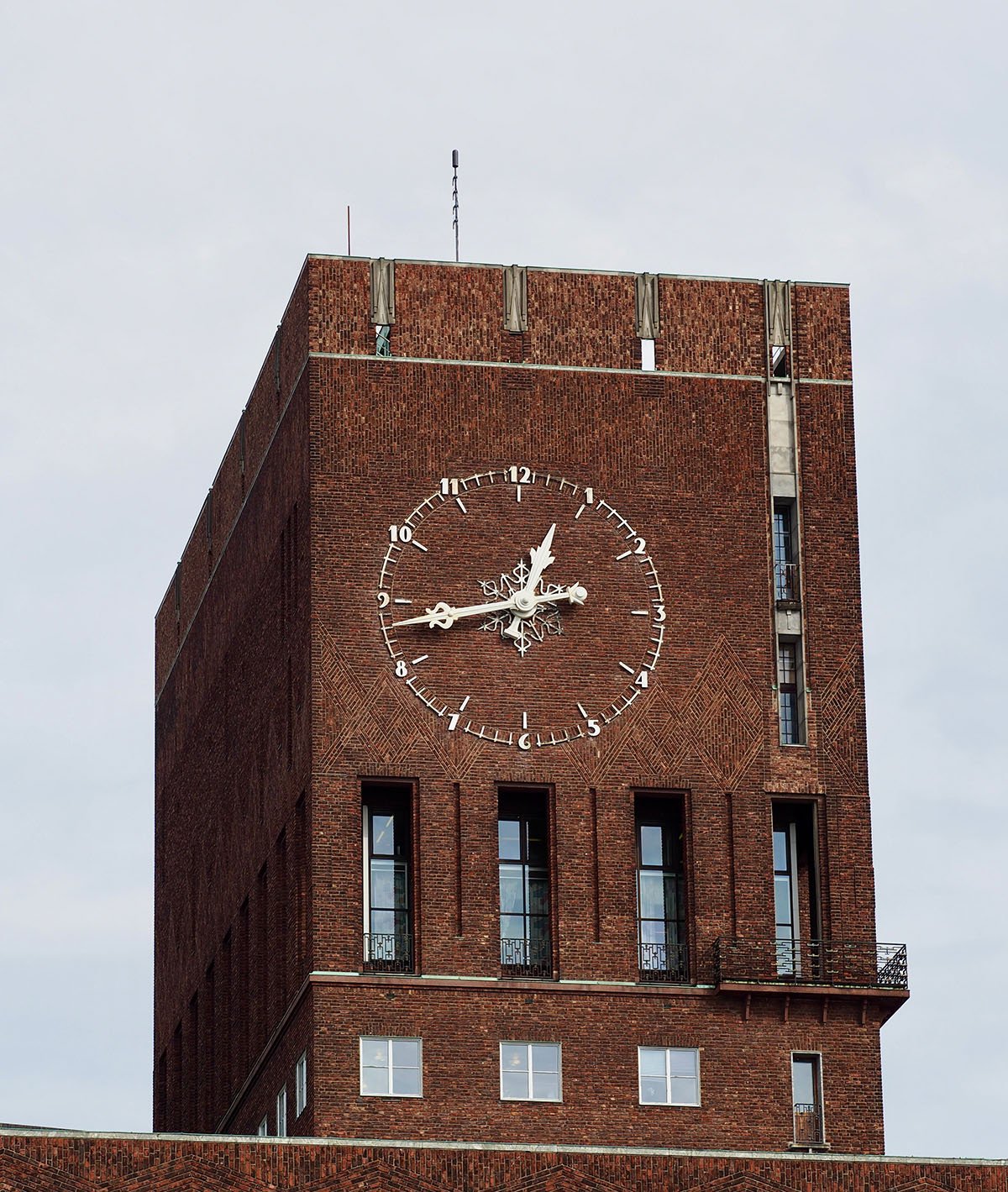 Clock tower at Oslo city hall