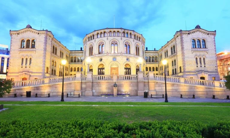 Norwegian parliament building in Oslo, Norway