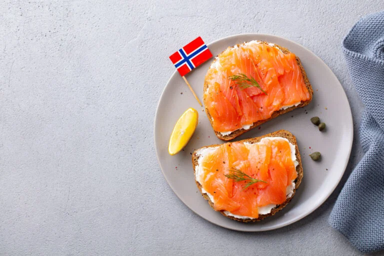Smoked salmon on bread in Norway
