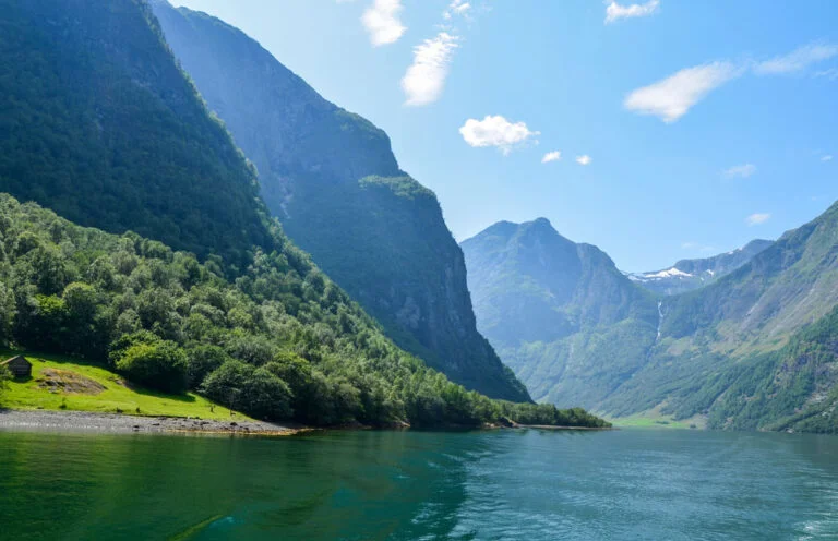 Steep mountains line the Sognefjord