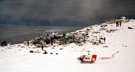 Rescuers at the air crash site on Svalbard