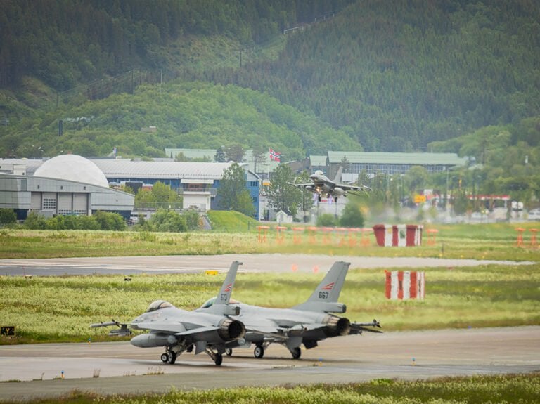 F-16 aircraft at Bodø air base in Norway.