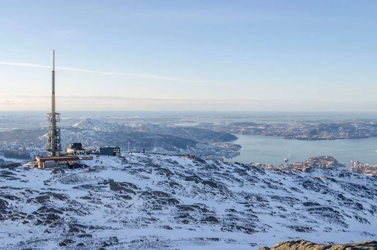 A winter scene from Ulriken in Bergen