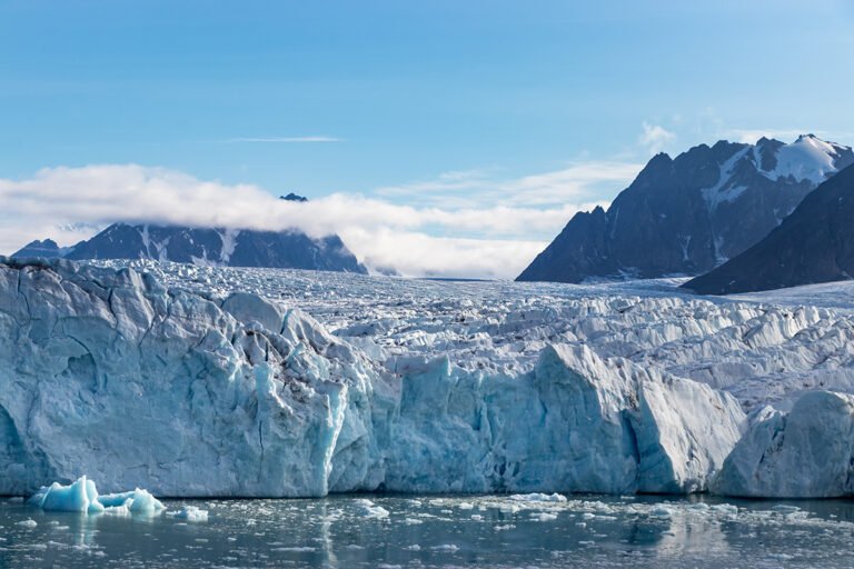 Monacobreen glacier on Spitsbergen in Svalbard