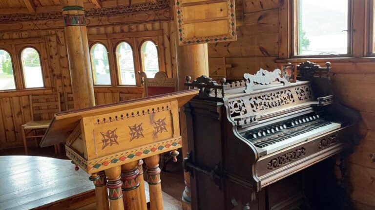 Organ and alter in St. Olaf's church in Balestrand