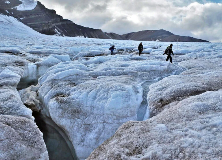 Glacier fieldwork in Svalbard.