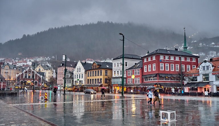 Rainfall in central Bergen.