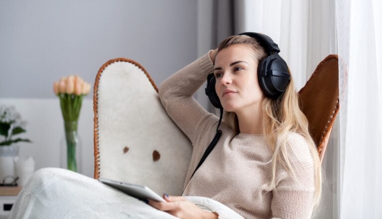 A relaxed audiobook listener in Norway.
