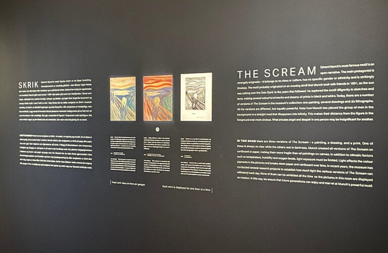 The Scream information board at the Munch museum