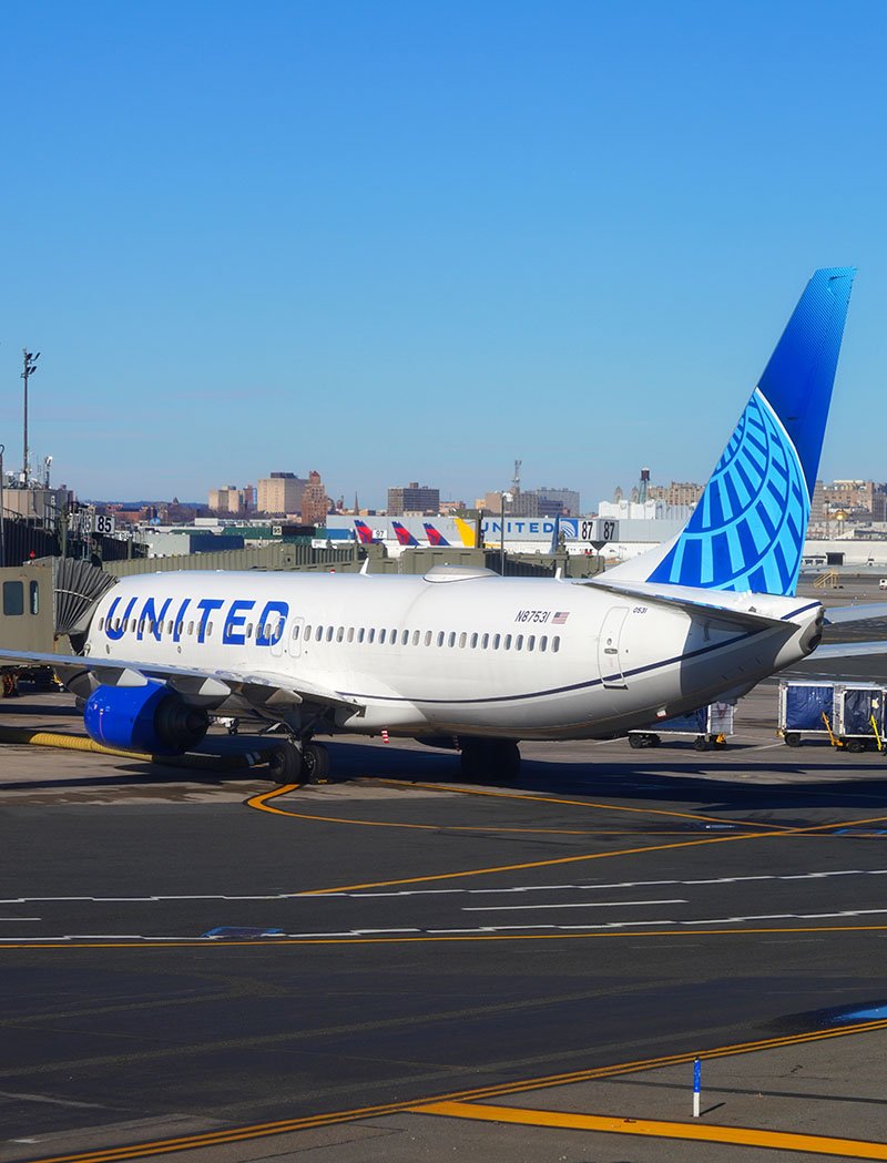 United plane at Newark airport.