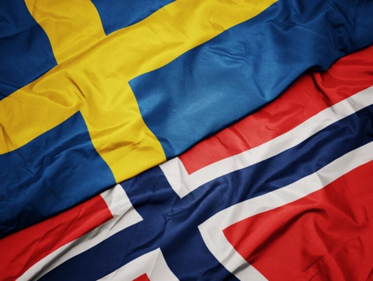 Sweden Norway folded flags