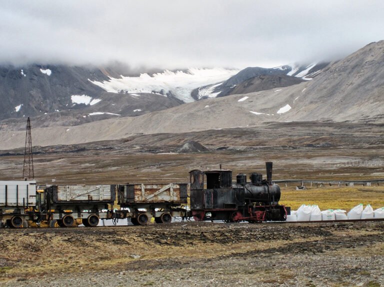 Abandoned mining railway in Ny-Ålesund.