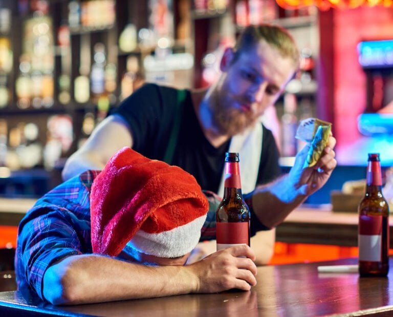 Drunk Norwegian man in a Santa hat