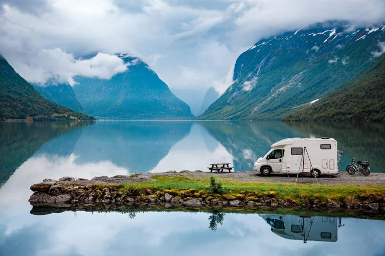 A motorhome in the spectacular Norwegian scenery