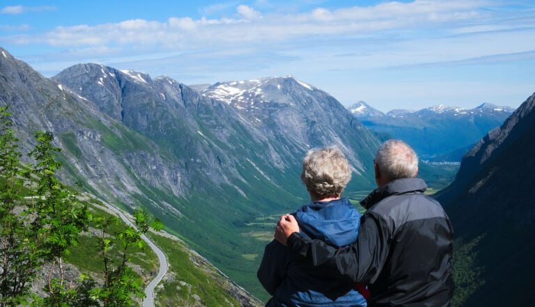 Norway elderly couple in mountains