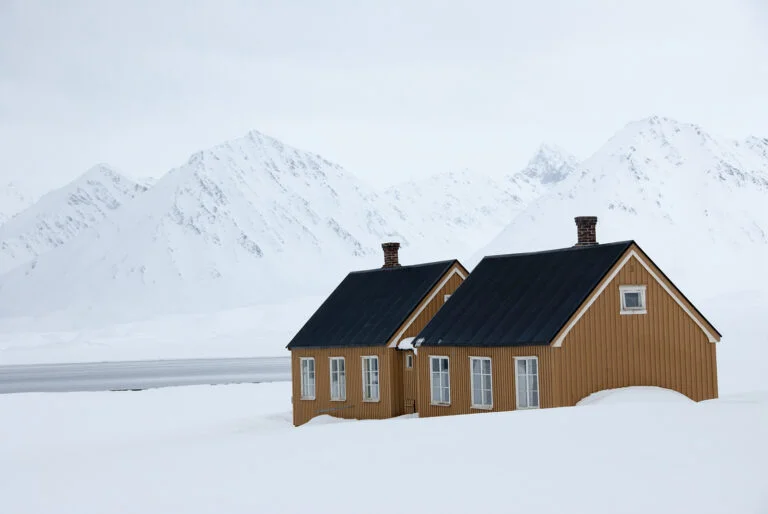 Snowy scene in Ny-Ålesund, Svalbard