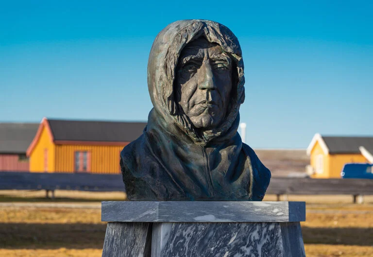 Roald Amundsen sculpture in Ny-Ålesund, Svalbard.