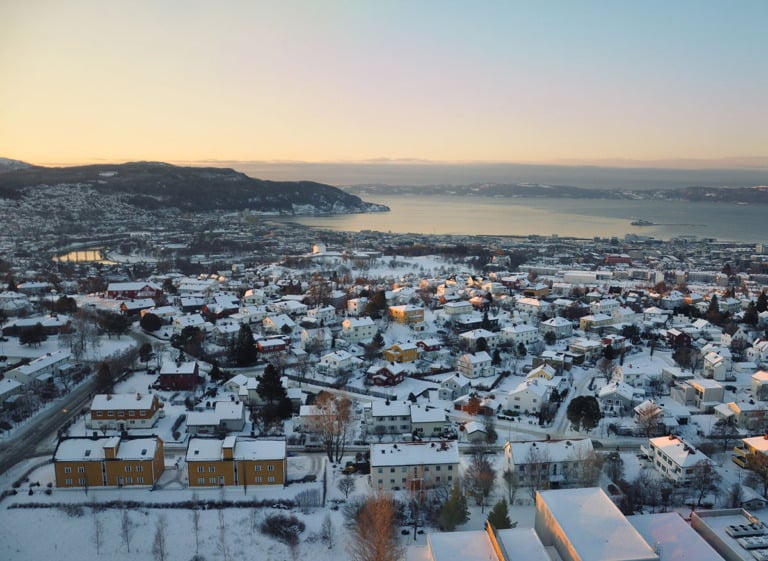 Stadt Trondheim im Winter