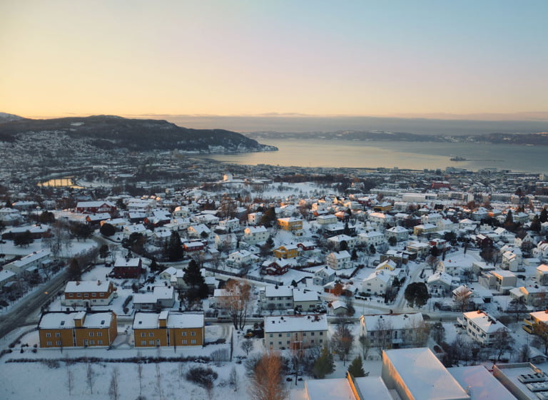 Ville de Trondheim en hiver