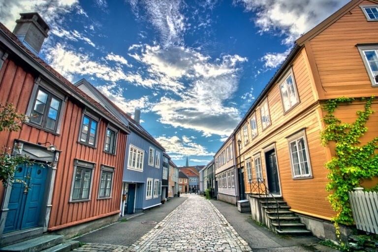 A cobbled street in Trondheim, Norway