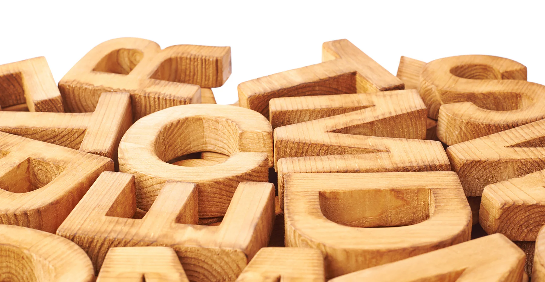 Piles of letter blocks in the Norwegian language