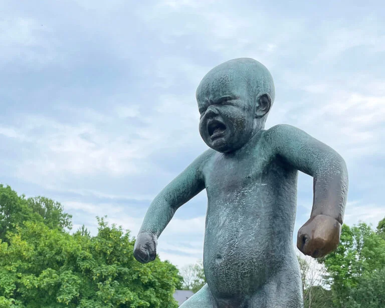 Angry Boy sculpture in Oslo, Norway.