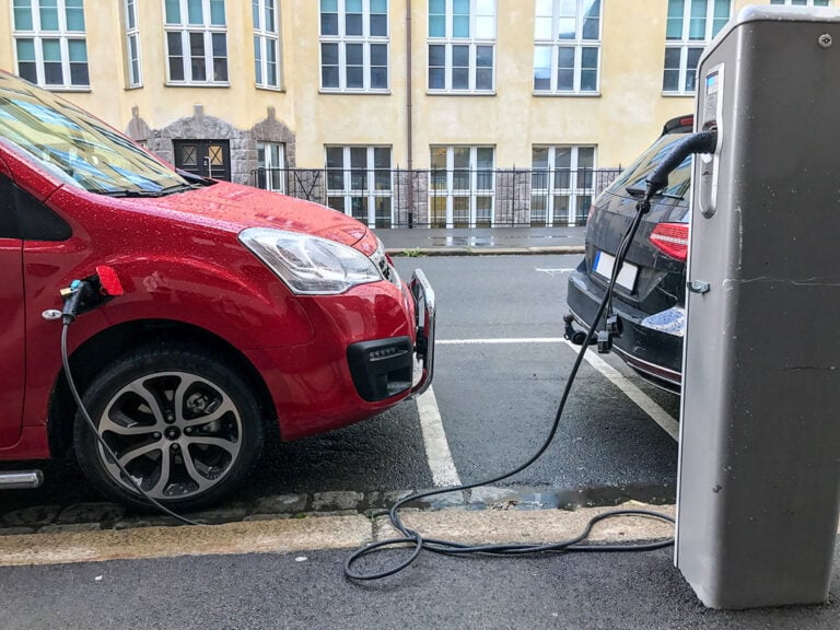 Electric cars parked in Oslo, Norway