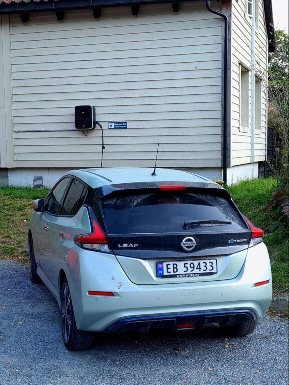 EV car charging overnight at a hotel in Stryn.