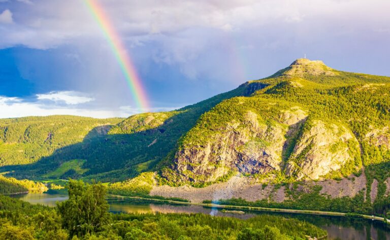 Rainbow in the Valdres valley of Norway