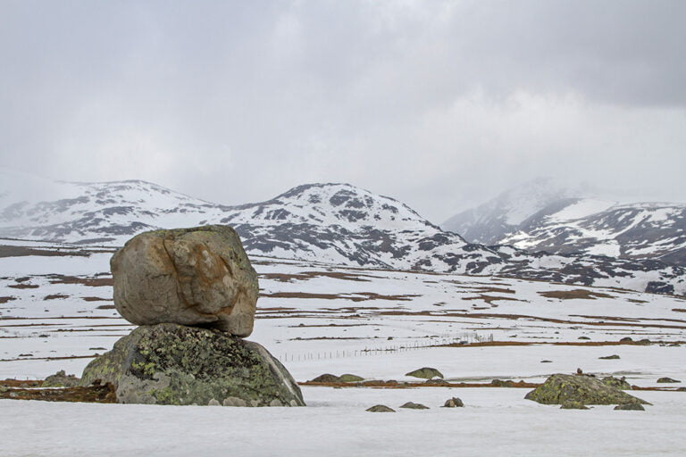 Giant rock cairn by the side of Valdresflye, Norway.