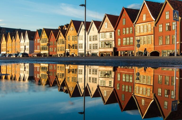 A view of the Bryggen wharf in Bergen, Norway