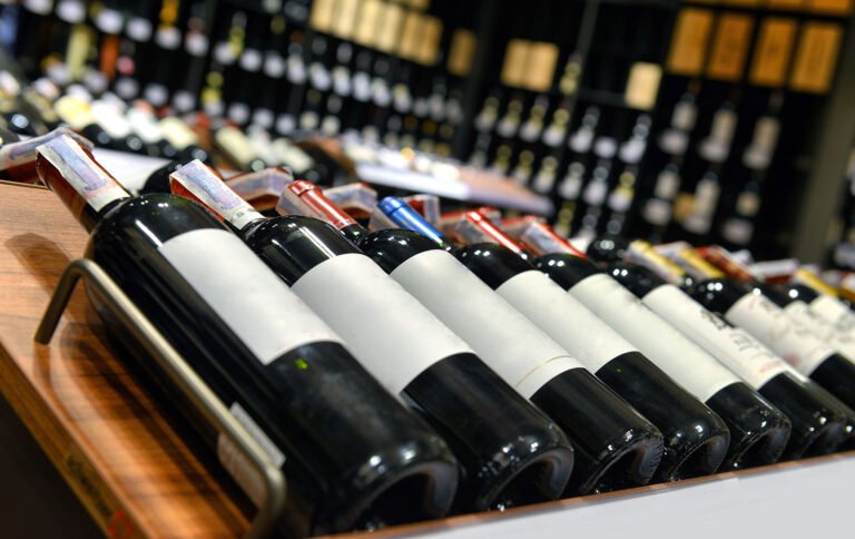 Wine bottles in Norway store