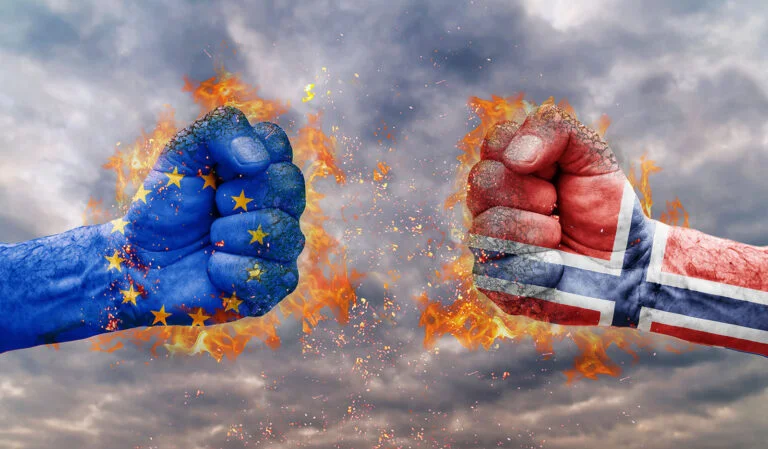 Europe and Norway flag fists