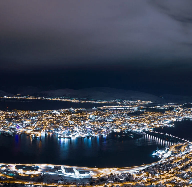 A cloudy night in Tromsø, Norway.