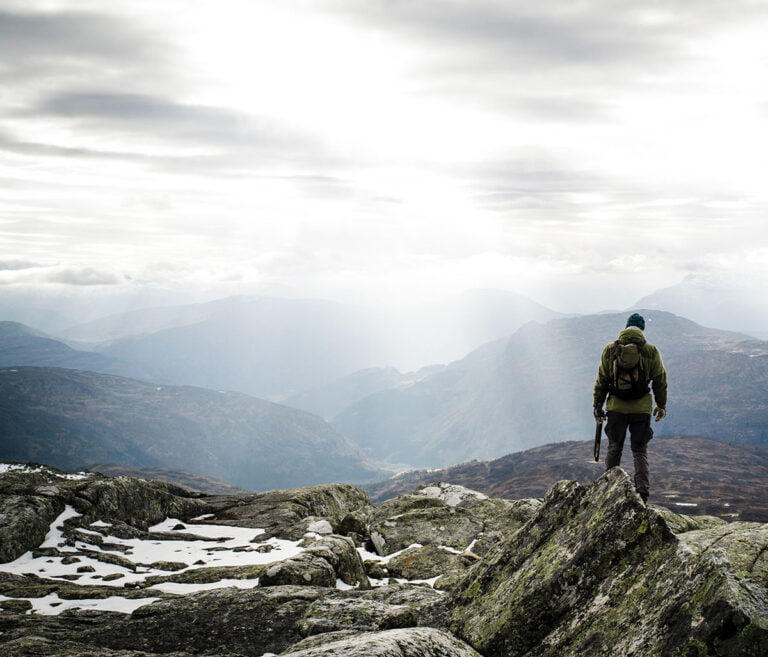 A hunter in the mountains of Norway