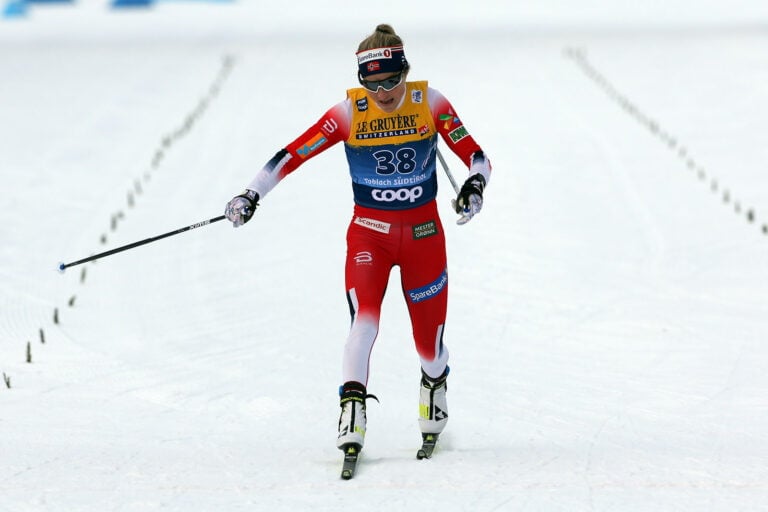 Therese Johaug competing in Italy in 2018. Photo: Pierre Teyssot / Shutterstock.com.
