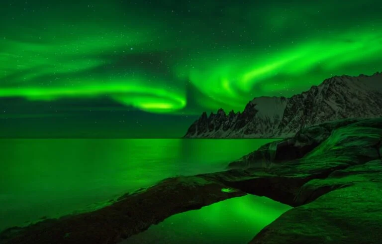 The northern lights in Senja, Norway.