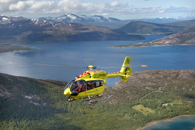 Air ambulance helicopter at Evenes, Northern Norway. Photo: Fredrik Naumann/Felix Features